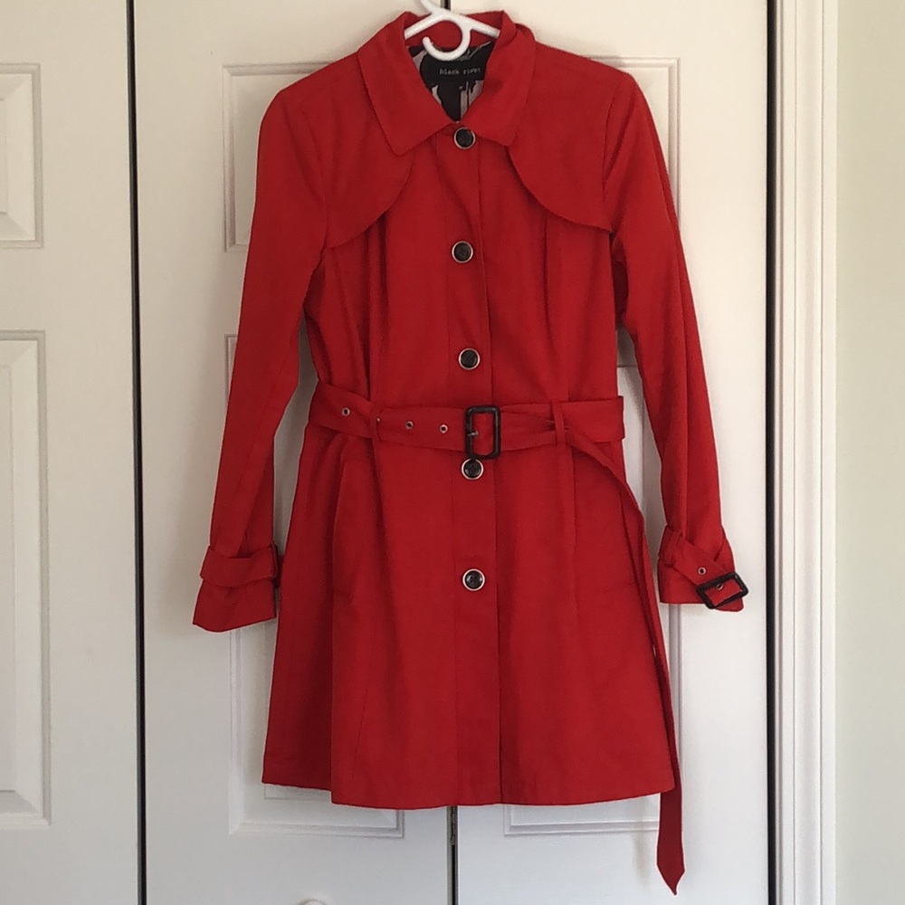 Chic M red trench coat with floral lining